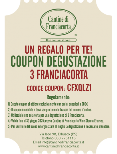COUPON CFXQLZ1 - DEGUSTAZIONE 3 FRANCIACORTA PER 2 PERSONE