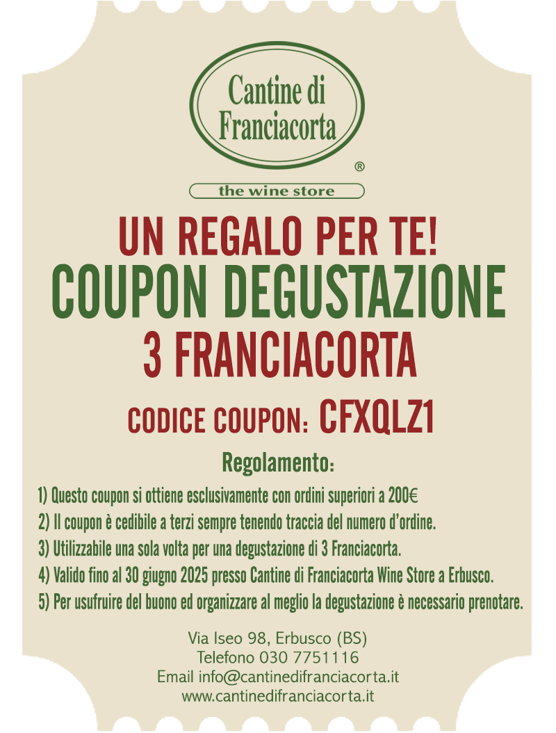 COUPON CFXQLZ1 - DEGUSTAZIONE 3 FRANCIACORTA PER 2 PERSONE